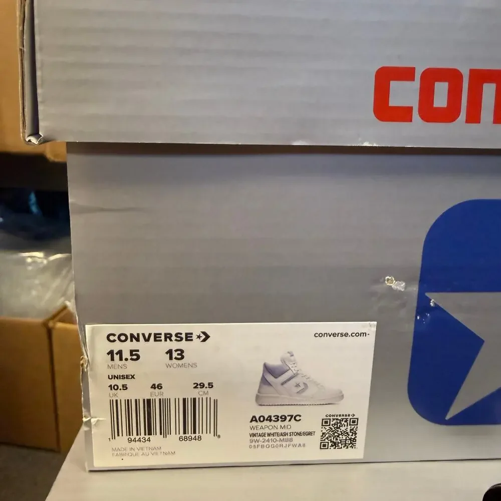 CONVERSE WEAPON MEN'S 11.5 MID VTG WHT ASH GREY OLD MONEY LARRY BIRD NIB A04397C - Picture 5 of 5